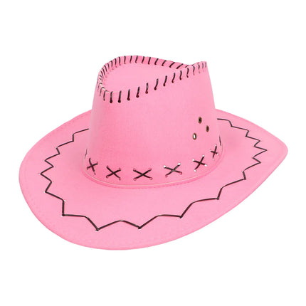 Cappello da cowgirl con ricamo rosa