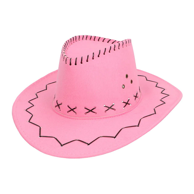 Cappello da cowgirl con ricamo rosa