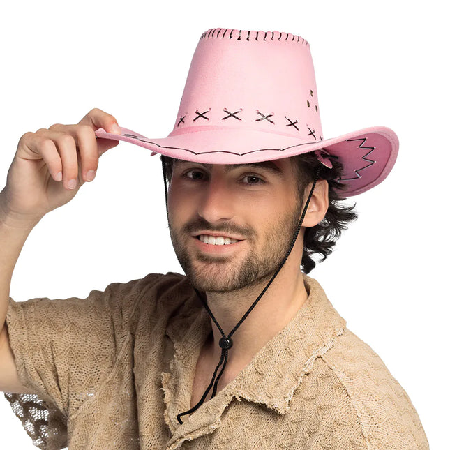 Cappello da cowgirl con ricamo rosa
