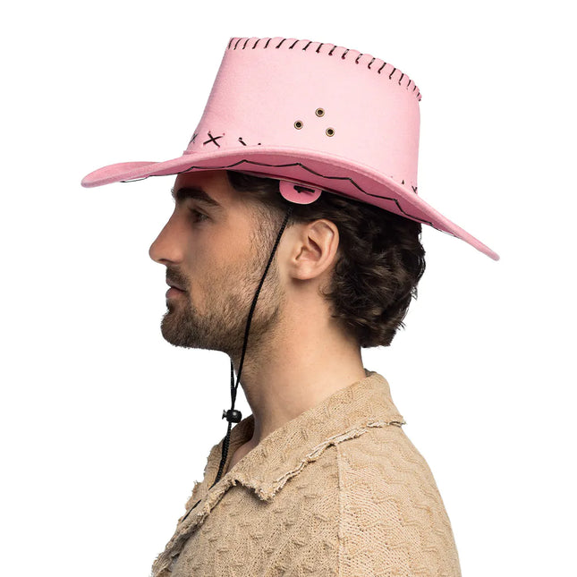 Cappello da cowgirl con ricamo rosa