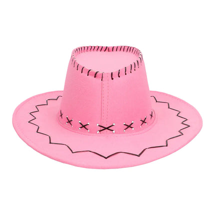 Cappello da cowgirl con ricamo rosa
