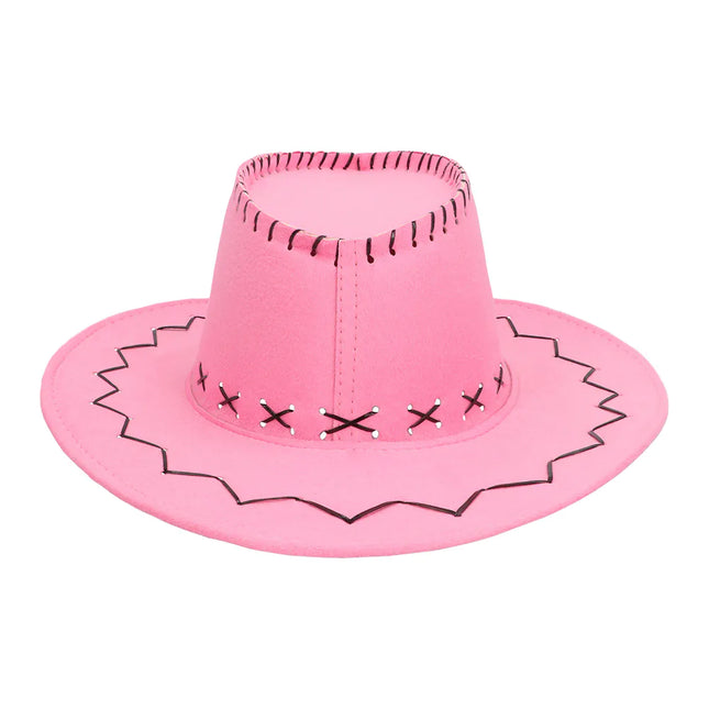 Cappello da cowgirl con ricamo rosa
