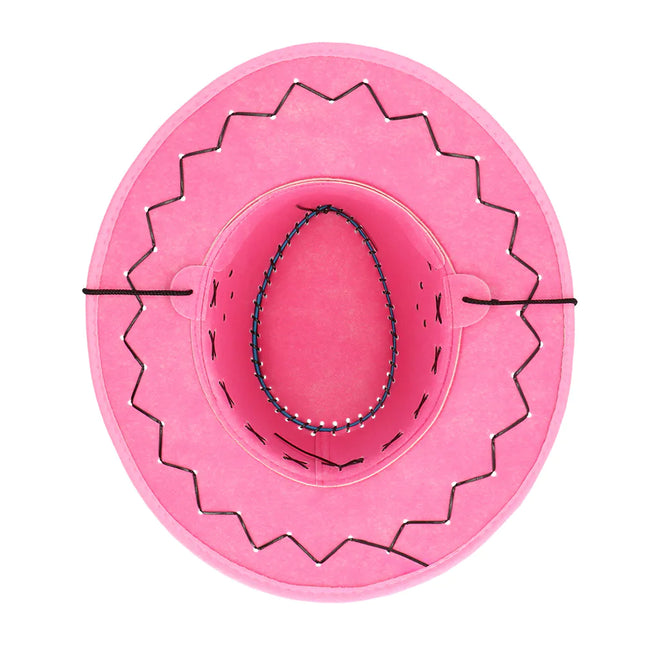 Cappello da cowgirl con ricamo rosa