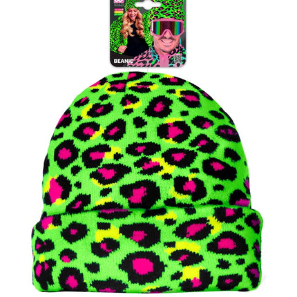 Berretto Leopardato Verde Neon