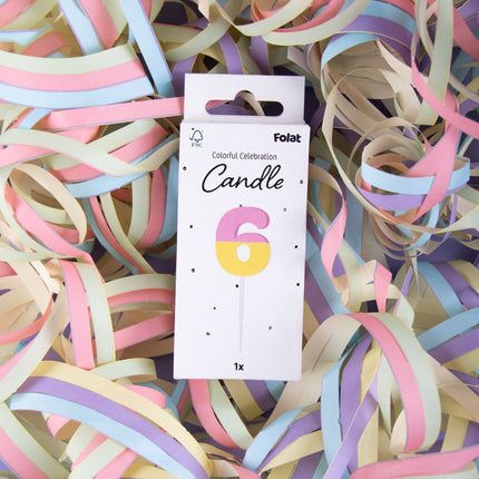 Candela 6 anni rosa giallo 9 cm