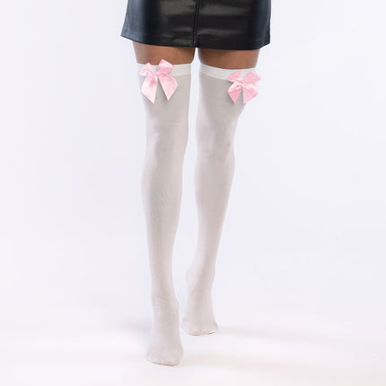 Coppia di calze Bow bianco/rosa