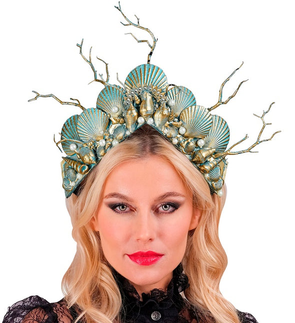 Cerchietto per capelli da sirena blu oro