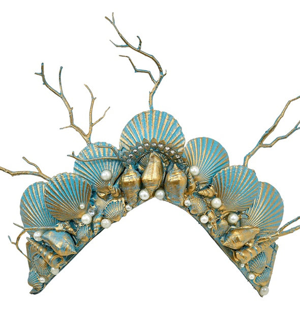 Cerchietto per capelli da sirena blu oro