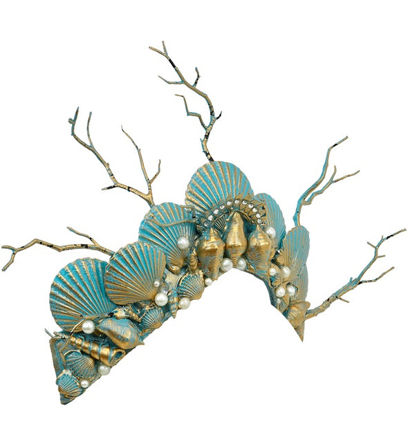 Cerchietto per capelli da sirena blu oro