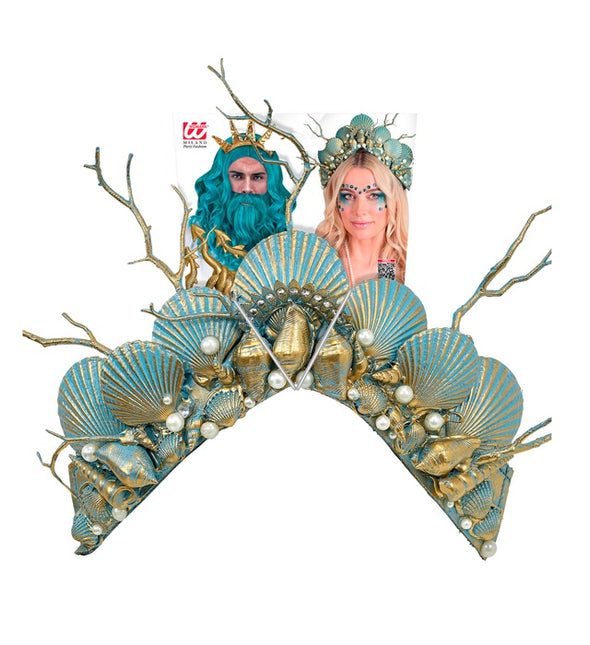 Cerchietto per capelli da sirena blu oro