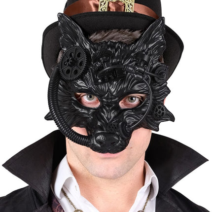 MASCHERA DA LUPO STEAMPUNK NERA