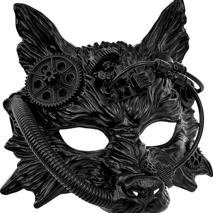 MASCHERA DA LUPO STEAMPUNK NERA