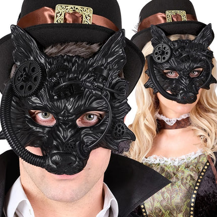 MASCHERA DA LUPO STEAMPUNK NERA