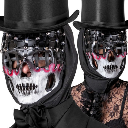 Maschera di Halloween Scheletro bianco nero a rete