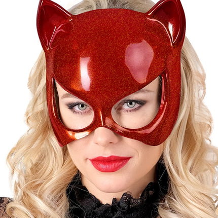 MASCHERA OCCHI DI GATTO ROSSA