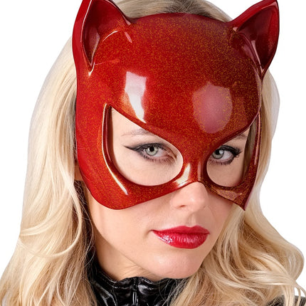 MASCHERA OCCHI DI GATTO ROSSA