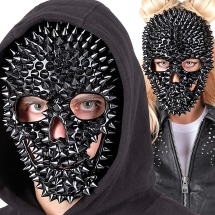 Maschera Teschio nera con chiodi