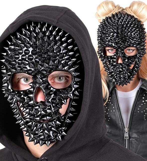 Maschera Teschio nera con chiodi