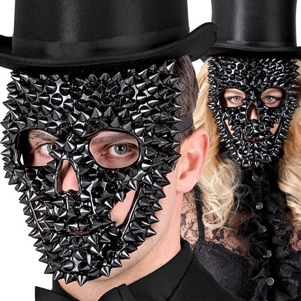 Maschera Teschio nera con chiodi