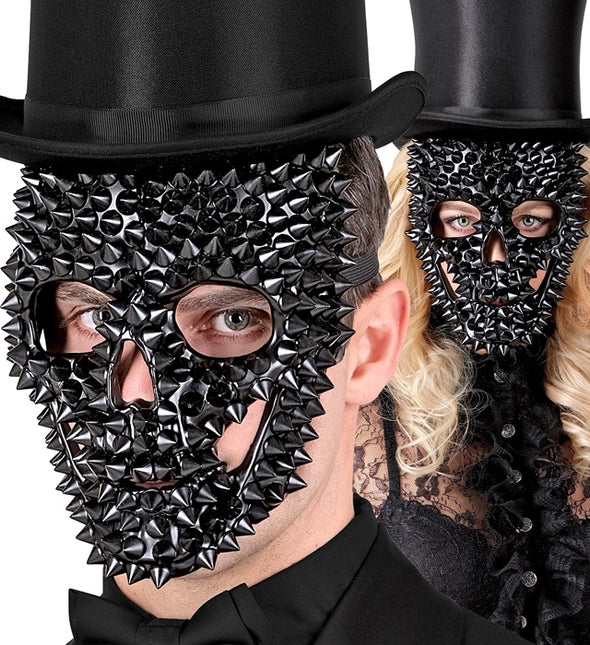 Maschera Teschio nera con chiodi