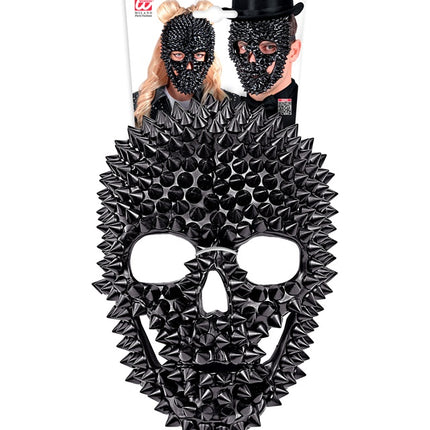 Maschera Teschio nera con chiodi