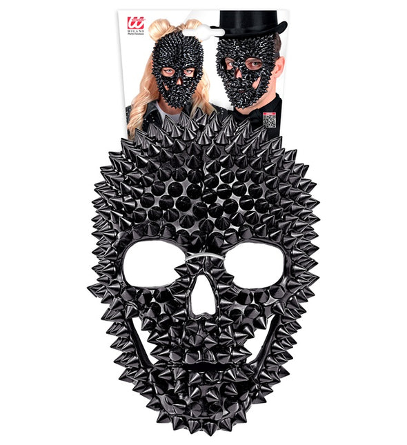 Maschera Teschio nera con chiodi