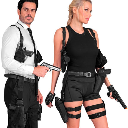 Fondina gamba destra nera tattica Uni