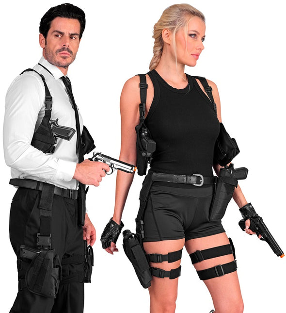 Fondina gamba destra nera tattica Uni