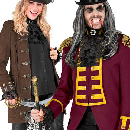 JABOT IN PIZZO CON GEMME E POLSINI - NERO