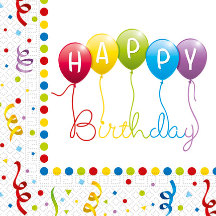 Tovaglioli di Buon Compleanno Colorati 33cm 20pz