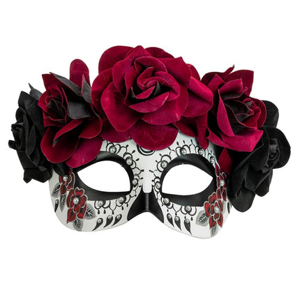 Maschera per gli occhi Giorno dei Morti - Rose nere e rosse