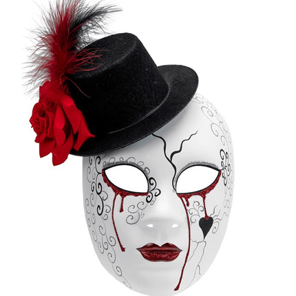 MASCHERA TEATRO DONNA SANGUINANTE CON CAPPELLO
