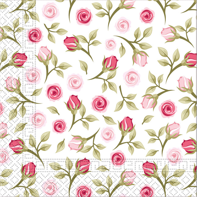 Tovaglioli di carta a 3 veli 33X33Cm e 25X25Cm/Everyday Designs Tovaglioli di carta a tre veli 33X33Cm Rose romantiche 20St
