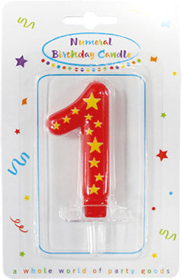 candela da 1 anno rossa con stelle