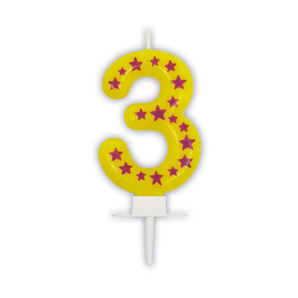 candela di 3 anni gialla con stelle