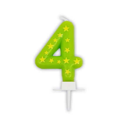 candela di 4 anni verde con stelle