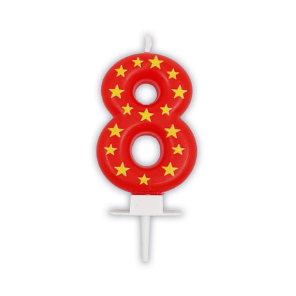 8 anni Candela rossa con stelle