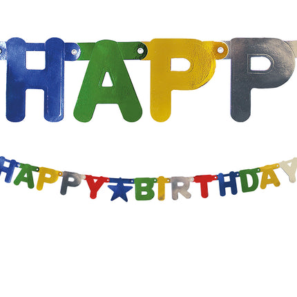 Party Essentials Carta Fustellata Banner "Happy Birthday" Metallizzato 1St