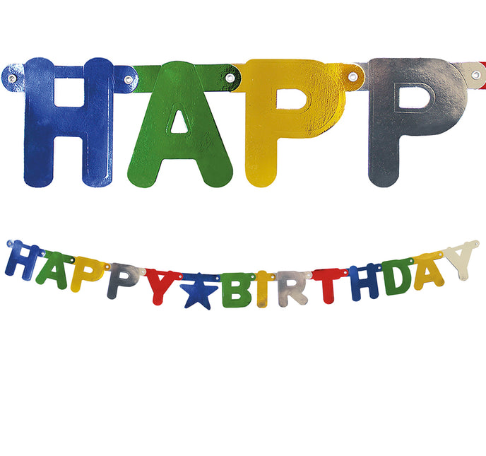 Party Essentials Carta Fustellata Banner "Happy Birthday" Metallizzato 1St