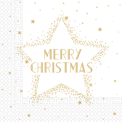 Tovaglioli di Natale Oro Bianco Buon Natale 33cm 20pz