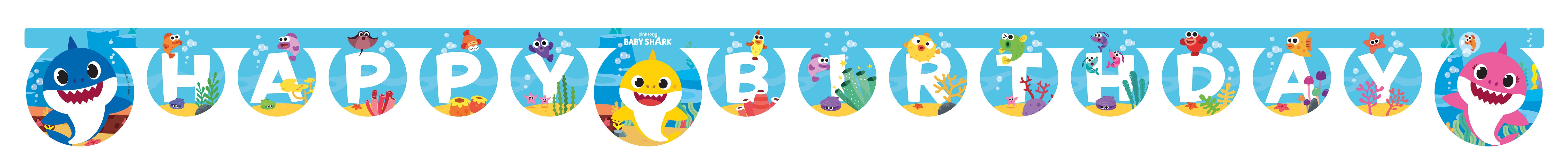 Baby Shark Fsc "Buon compleanno" striscione di carta fustellata 1St