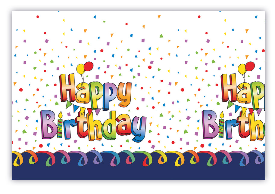 Tovaglia di plastica multicolore Happy Birthday 120X180Cm 1St
