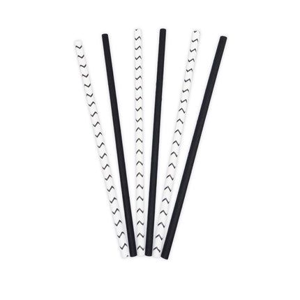 Cannucce di carta per bere Fsc bianco e nero 19,5X0,6cm 50pz
