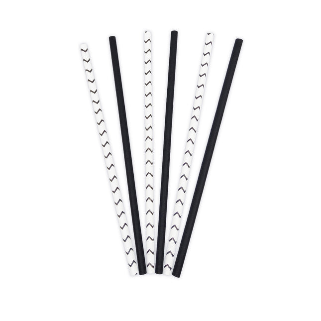 Cannucce di carta per bere Fsc bianco e nero 19,5X0,6cm 50pz