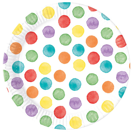 Piatti a pois colorati 23 cm 8 pezzi
