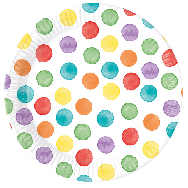 Piatti a pois colorati 23 cm 8 pezzi