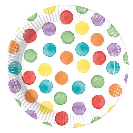 Piatti a pois colorati da 20 cm 8 pezzi