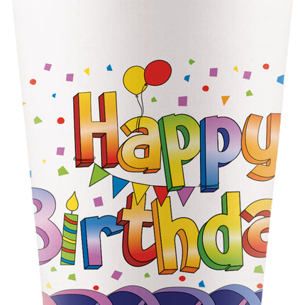 Tazze di Buon Compleanno Colorate 200ml 8pz