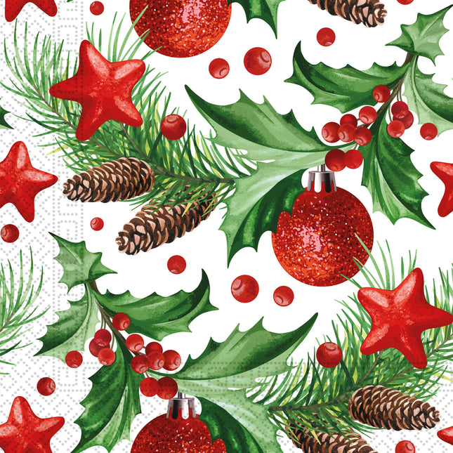 Tovaglioli di carta a 3 veli Tovaglioli di carta a tre veli 33X33Cm Festive pigne 20St