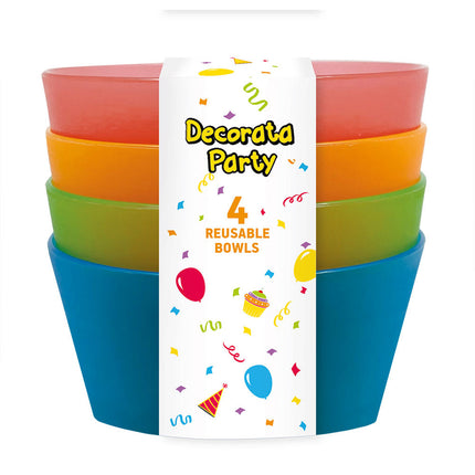 Prodotti riutilizzabili per feste Ciotole semi trasparenti riutilizzabili 13Cm 4 colori assortiti 4St